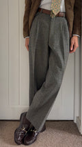 Dior 1980s Pleated Wool Coin Pocket Check Pants Gray - Size 34" Waist