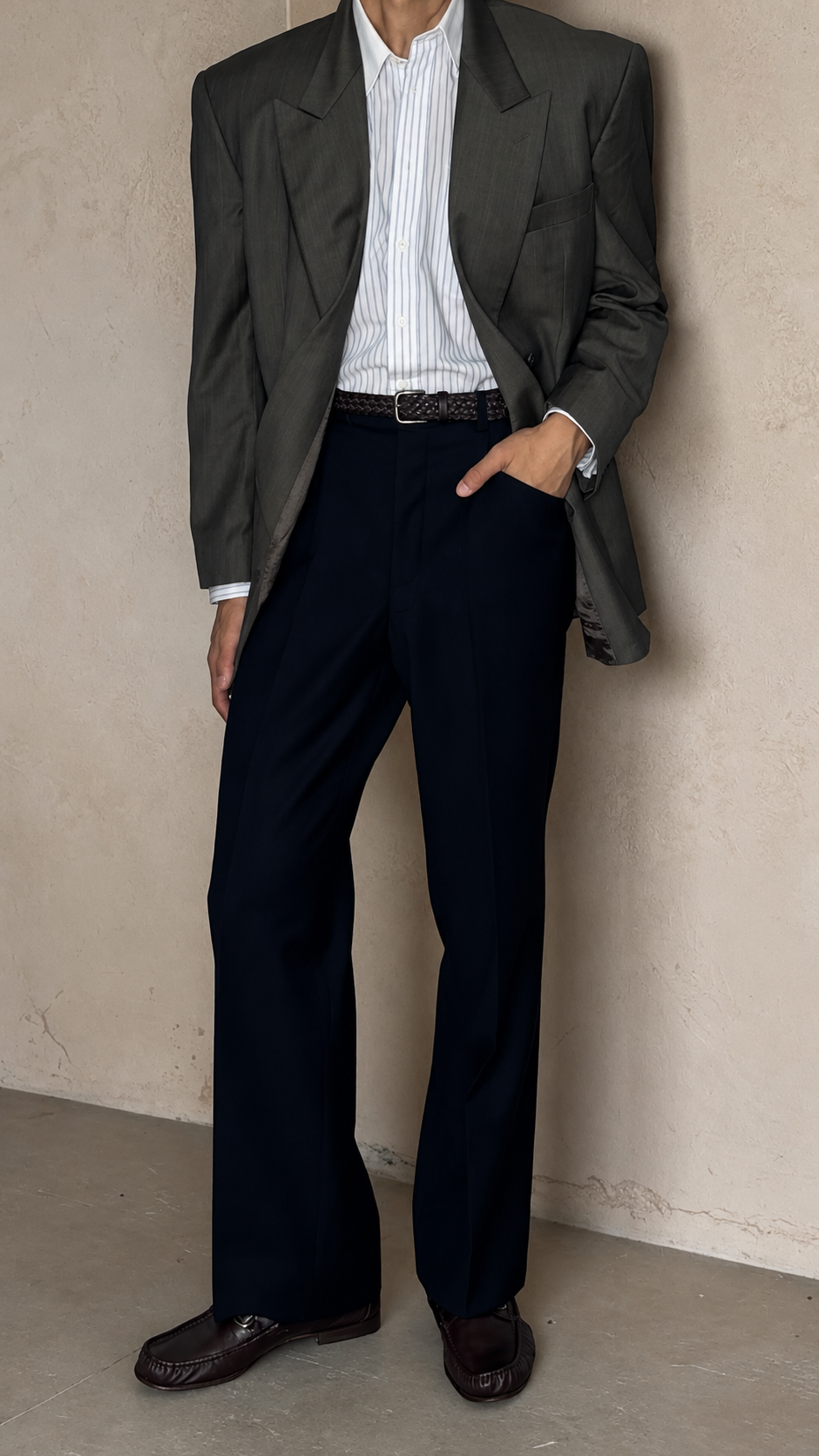 Giorgio Armani 1980s Peaked Lapel Double Breasted Wool Sport Jacket Blazer - Size XL