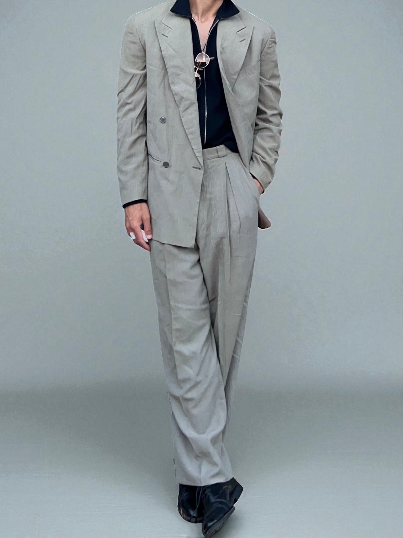 Emporio Armani 1980s Double-Breasted Pleated Suit - Size M Jacket / 30" Waist
