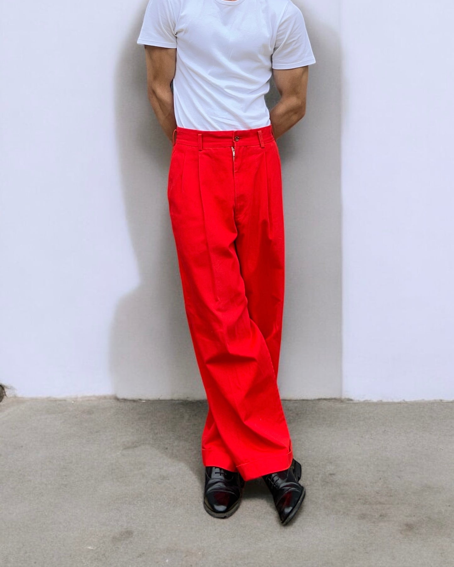 Comme Des Garcons Homme AW1993 Pleated Red Trousers - Size 32