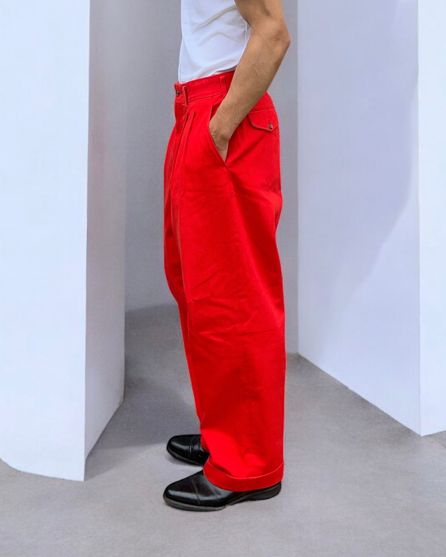 Comme Des Garcons Homme AW1993 Pleated Red Trousers - Size 32