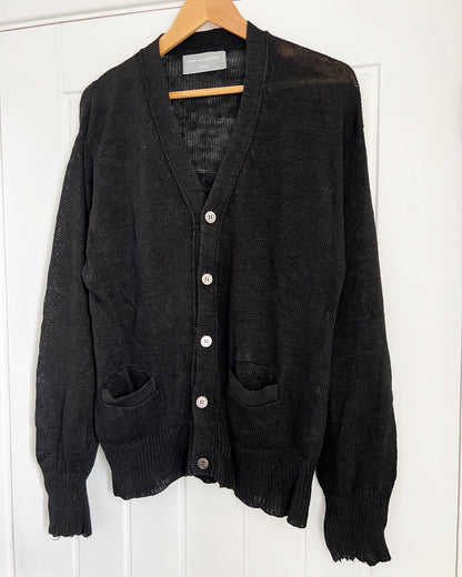 Comme Des Garcons Homme 1990s Loose Gauge Grunge Knit Cardigan - Size M