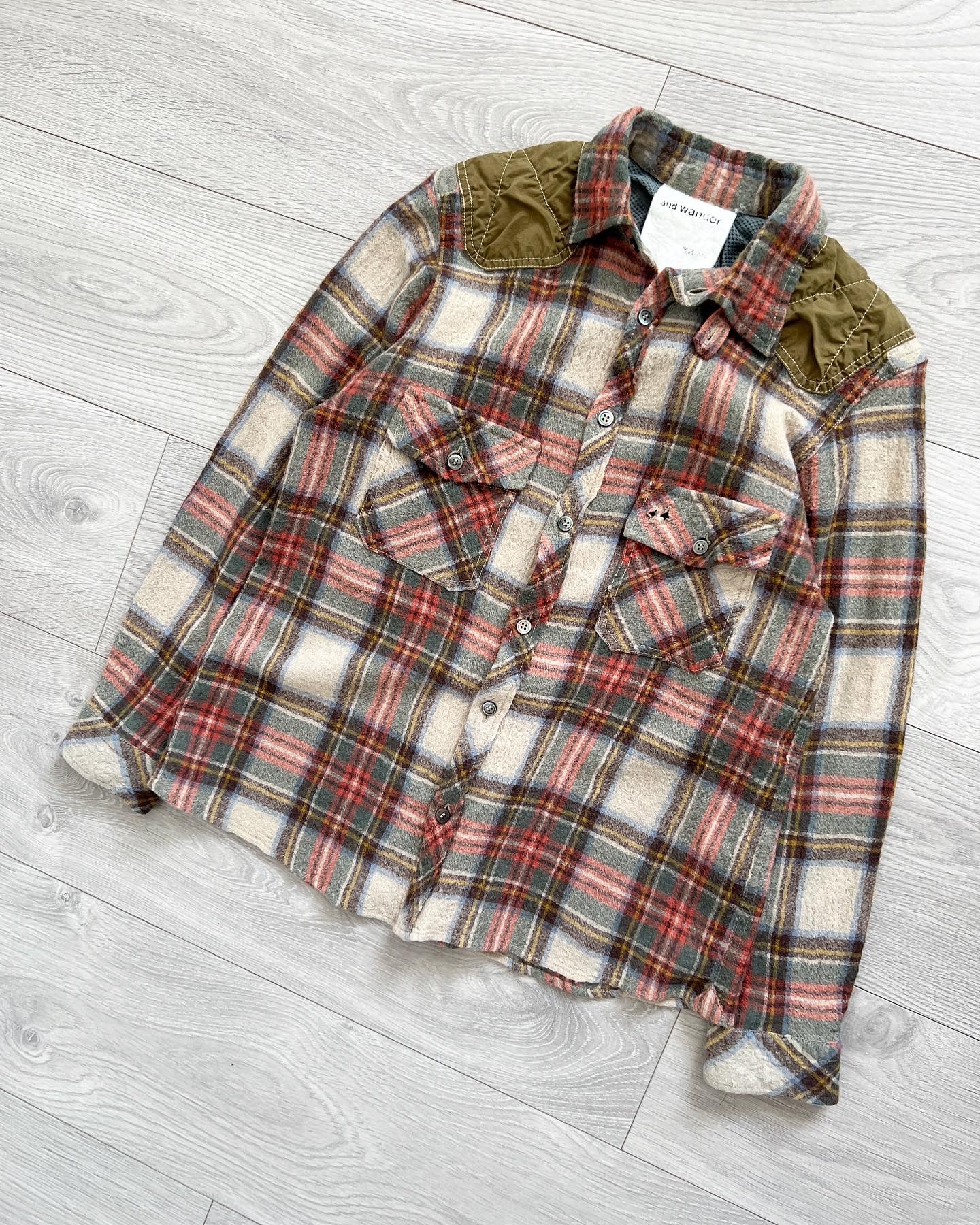 And Wander Nylon Panelled Wool Flannel Shirt - Size XS