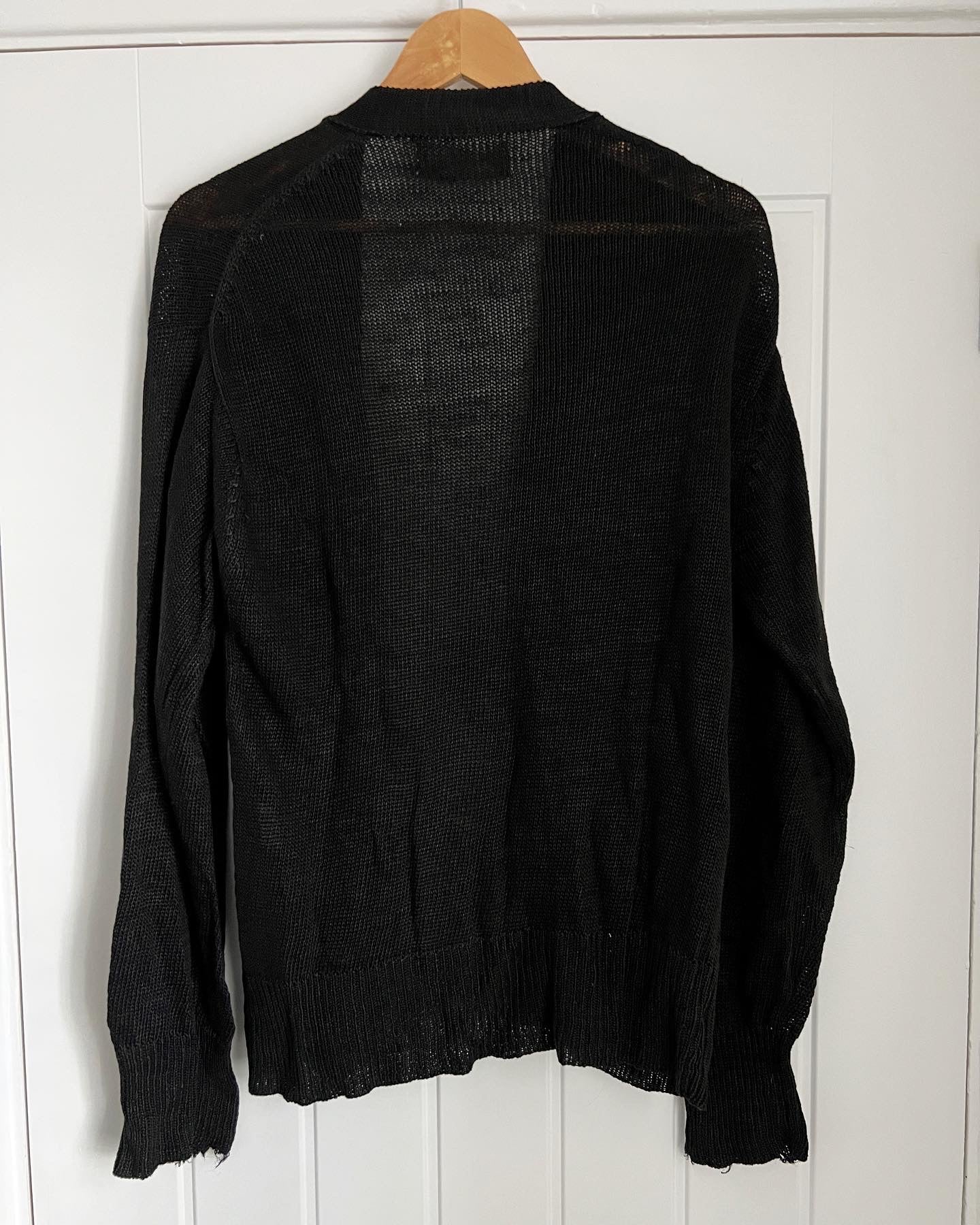 Comme Des Garcons Homme 1990s Loose Gauge Grunge Knit Cardigan 