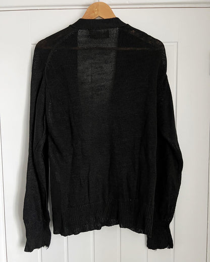 Comme Des Garcons Homme 1990s Loose Gauge Grunge Knit Cardigan - Size M