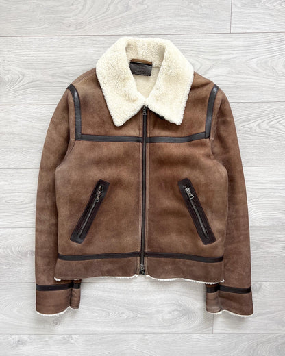 Prada Mainline AW2004 Shearling Leather Aviator Jacket - Size M