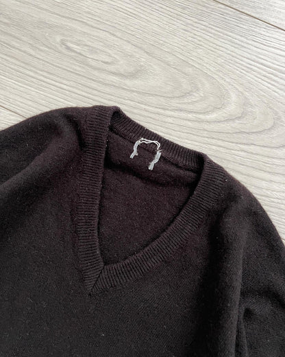 Comme Des Garcons Homme 1990s Wool V-Neck Knit Sweater - Size S