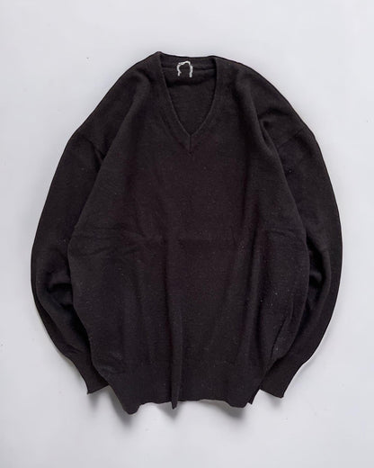 Comme Des Garcons Homme 1990s Wool V-Neck Knit Sweater - Size S