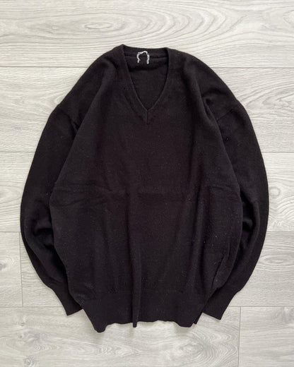 Comme Des Garcons Homme 1990s Wool V-Neck Knit Sweater - Size S