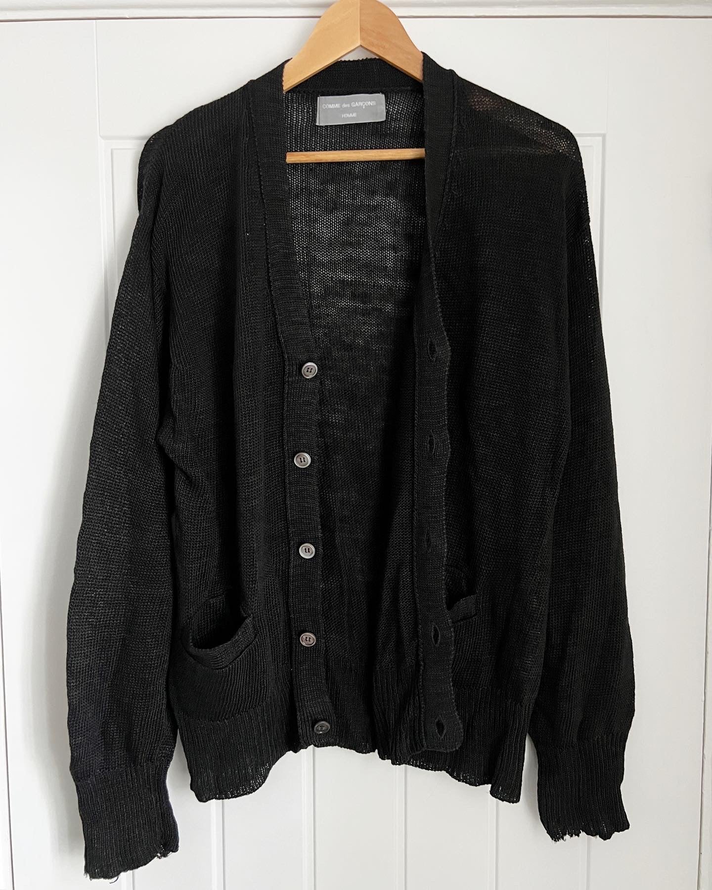 Comme Des Garcons Homme 1990s Loose Gauge Grunge Knit Cardigan