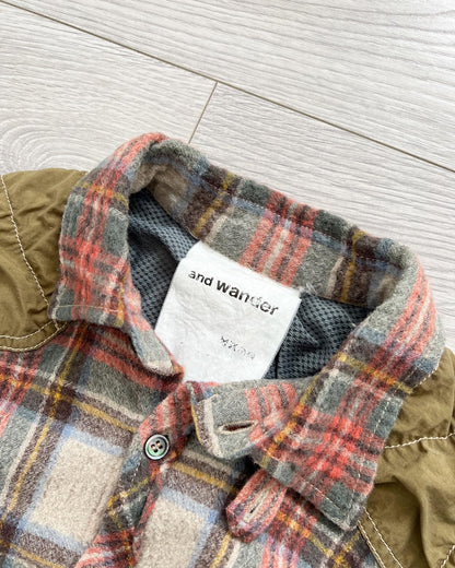 And Wander Nylon Panelled Wool Flannel Shirt - Size XS