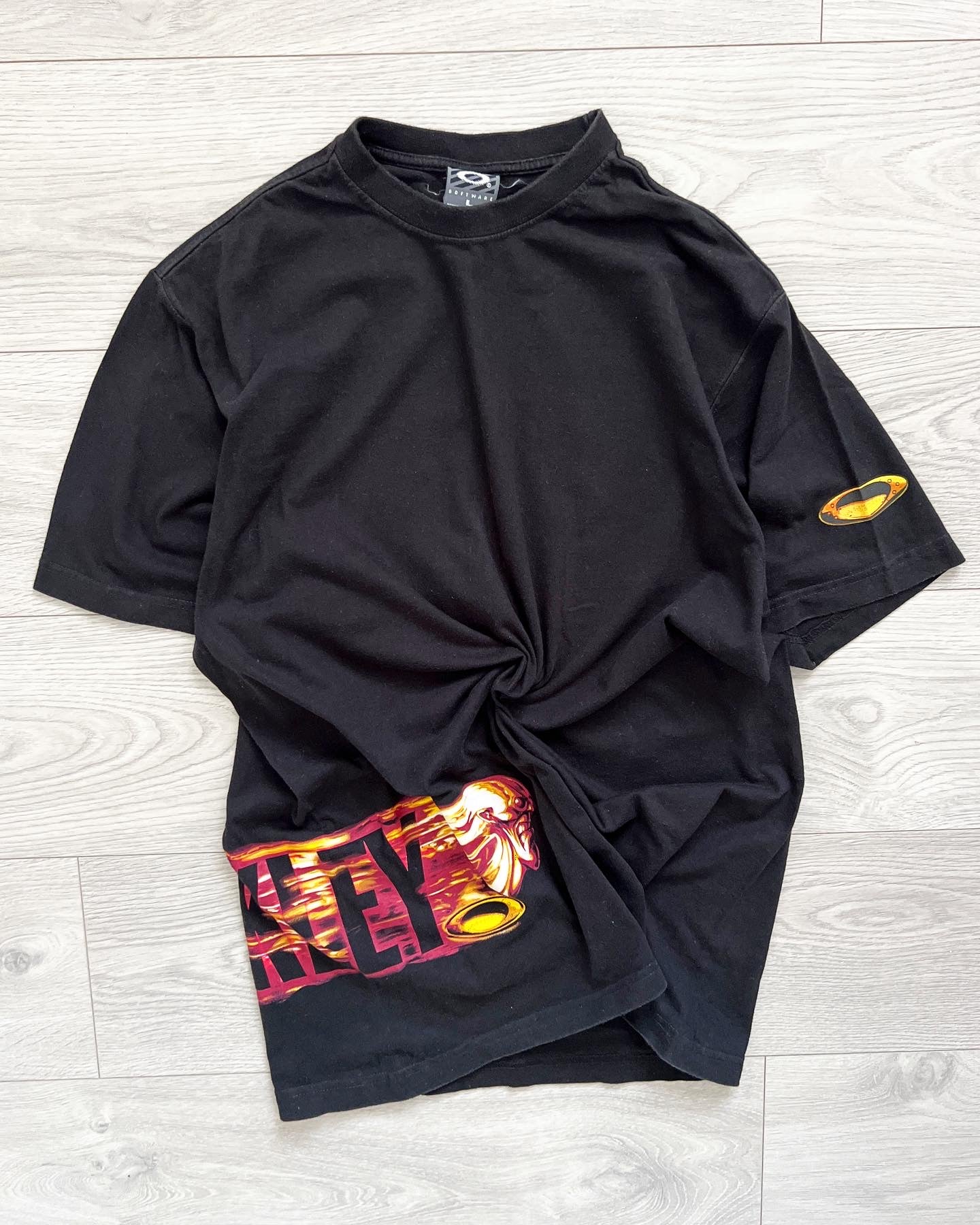 Oakley Software Early 2000s Flame Logo T-Shirt - Size L