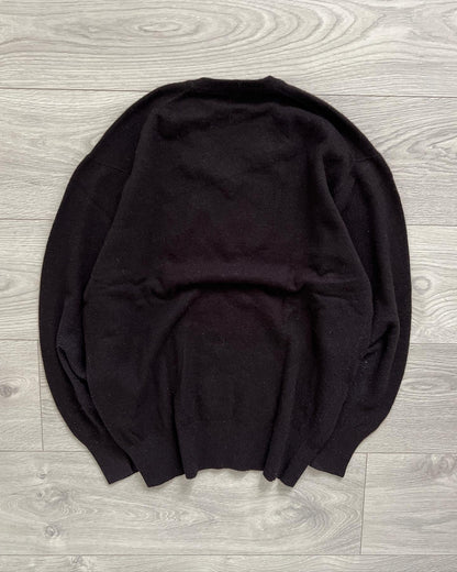 Comme Des Garcons Homme 1990s Wool V-Neck Knit Sweater - Size S