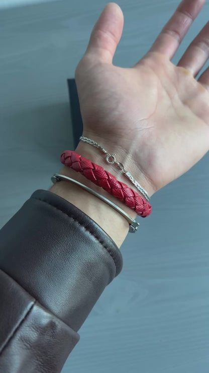 Prada Mainline 2015 Braided Leather Toggle Bracelet