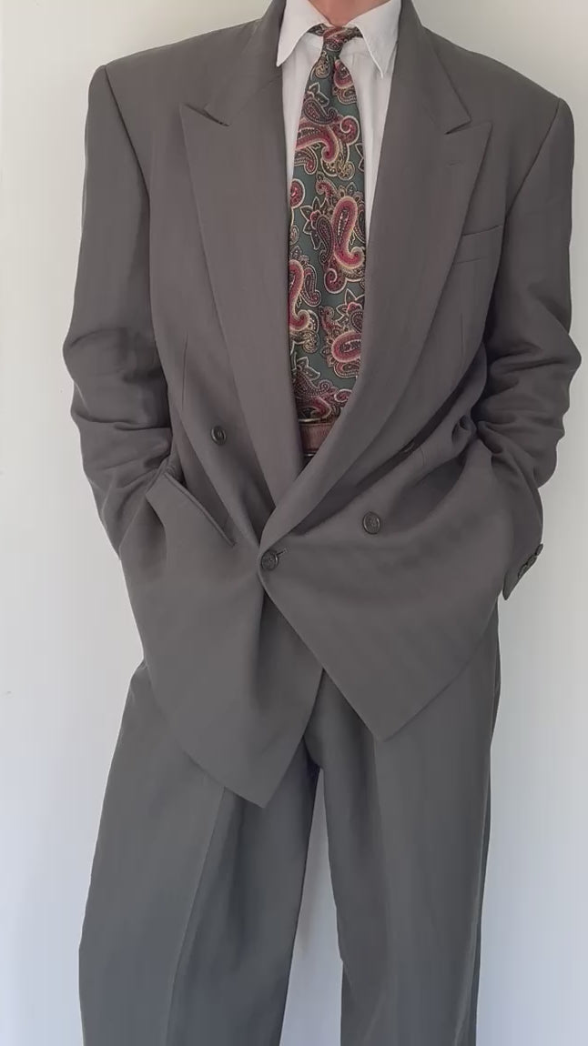 Giorgio Armani 1980s Peaked Lapel Double Breasted Textured Wool