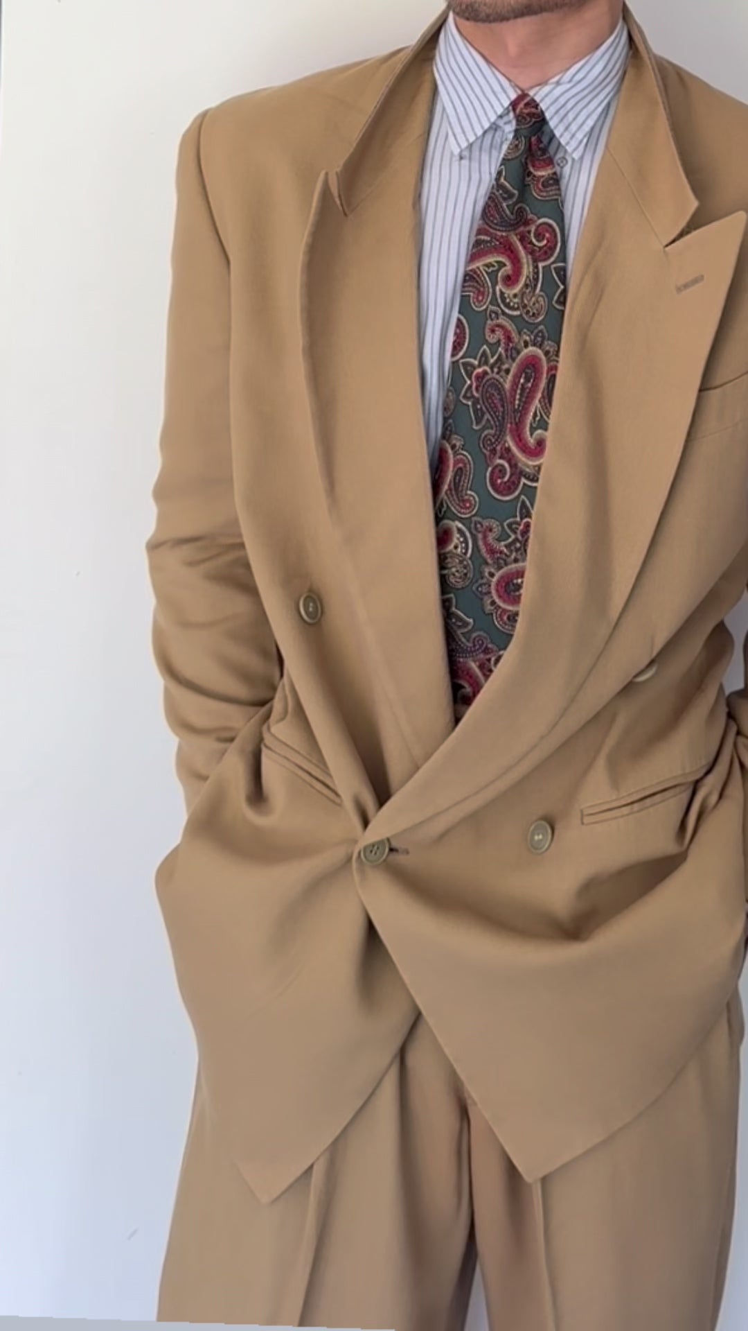 Emporio Armani 1990s Peaked Lapel Double Breasted Draped