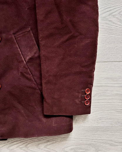 Helmut Lang 1990s Moleskin Insulated Burgundy Peacoat - Size Medium