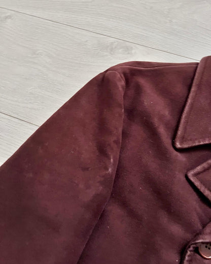 Helmut Lang 1990s Moleskin Insulated Burgundy Peacoat - Size Medium