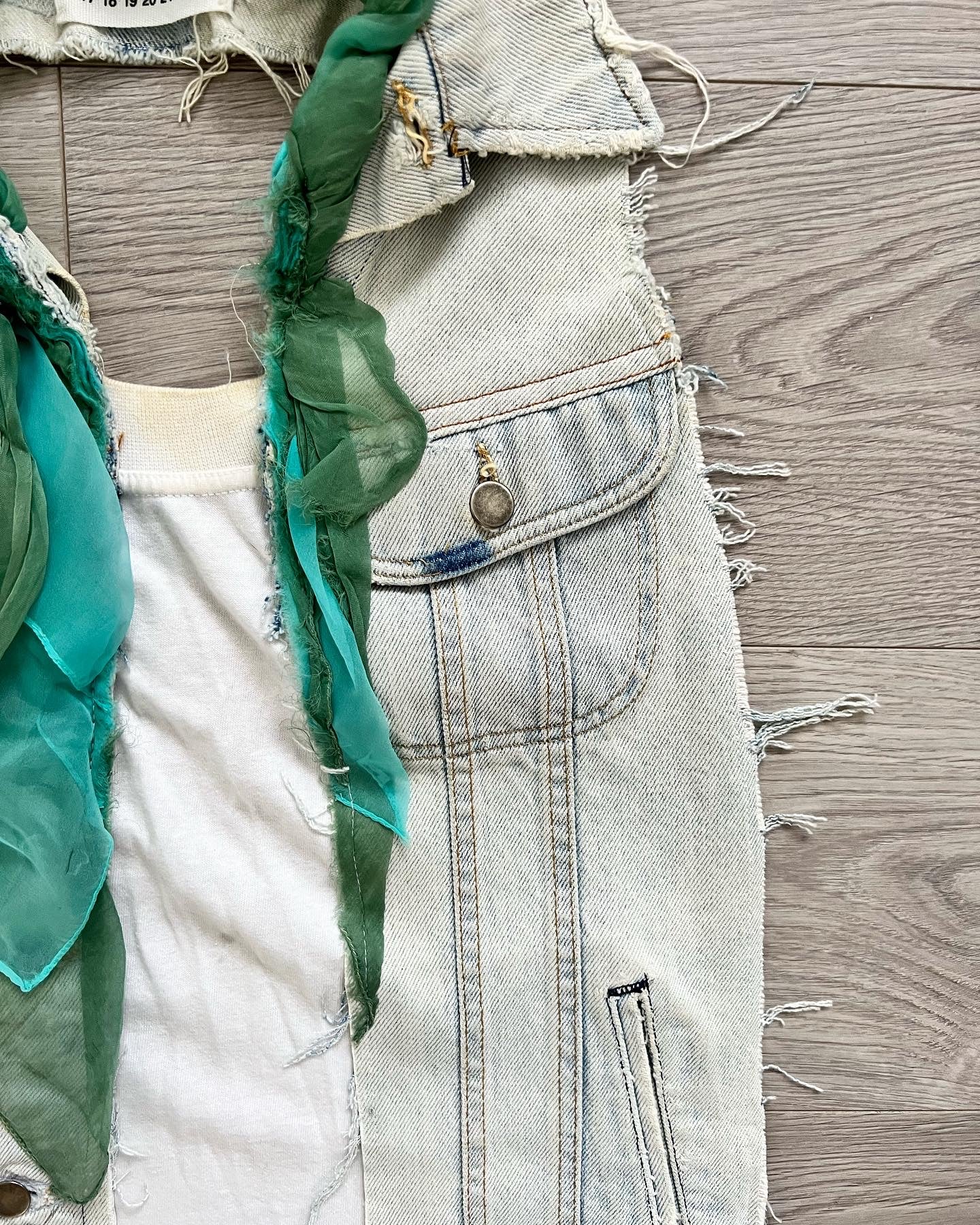 Martin Margiela Artisanal Line 0 SS2004 Re-Constructed Denim Shawl Vest - One Size