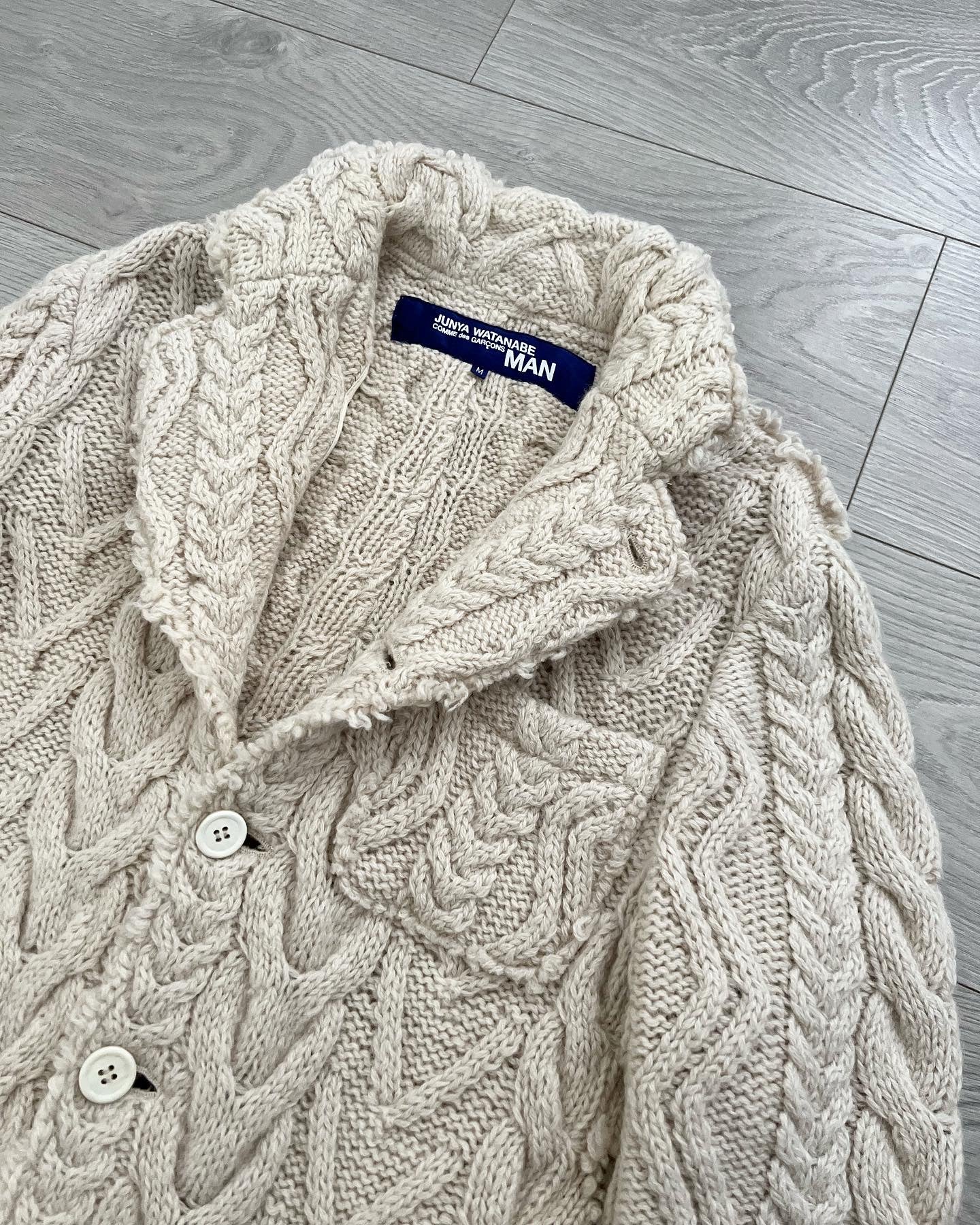 Junya Watanabe FW2003 Distressed Reversed Cable Knit Junya Watanabe FW2003 Distressed Reversed Cable Knit