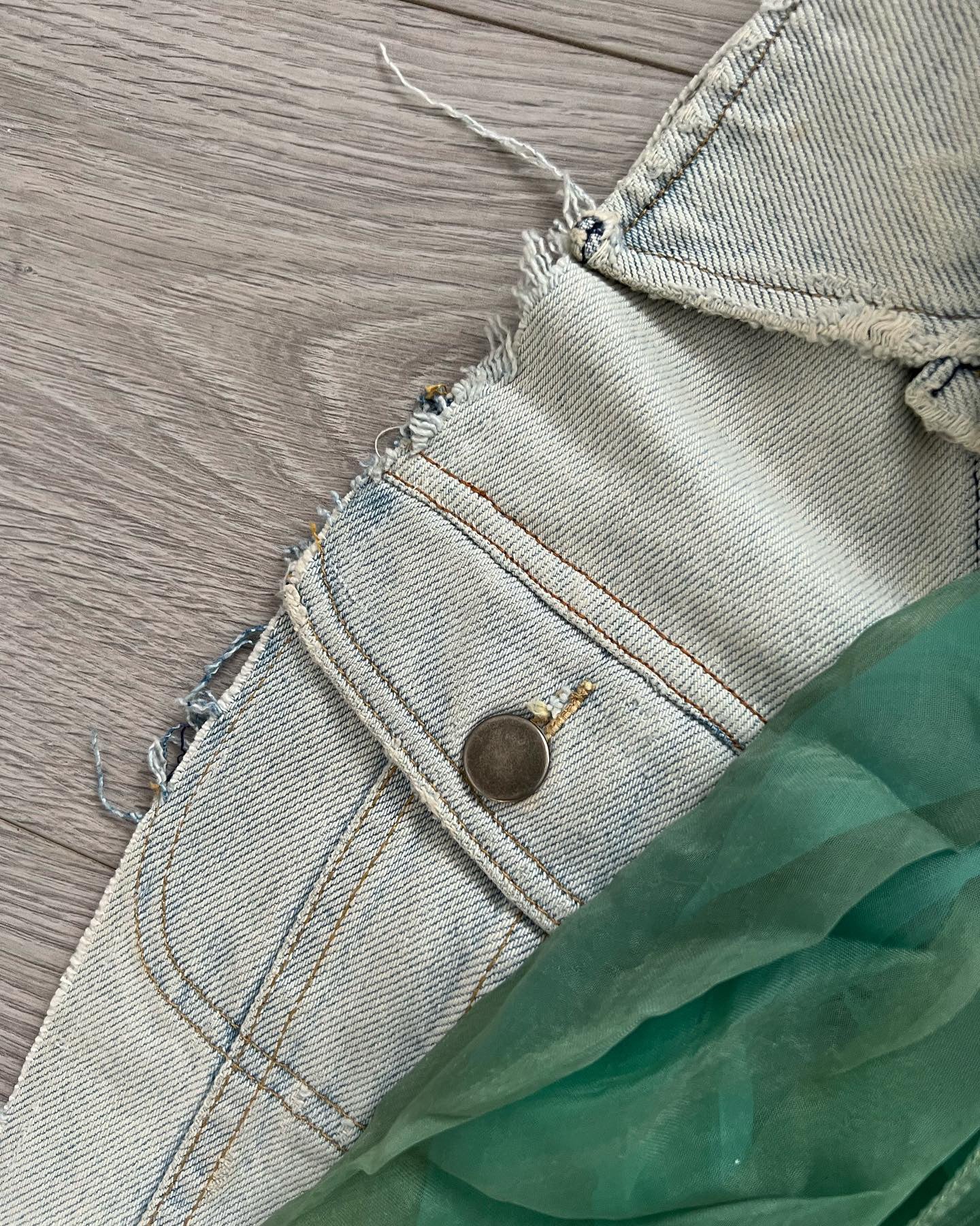 Martin Margiela Artisanal Line 0 SS2004 Re-Constructed Trompe L'oeil Denim Shawl Vest - One Size