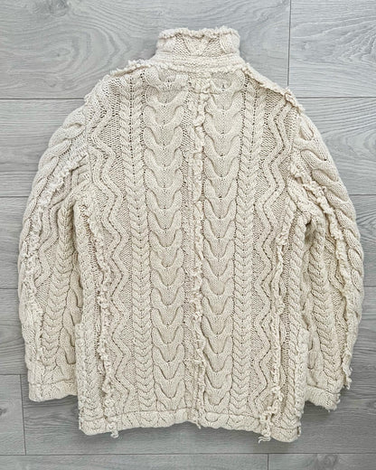 Junya Watanabe FW2003 Distressed Reversed Cable Knit Cardigan - Size M