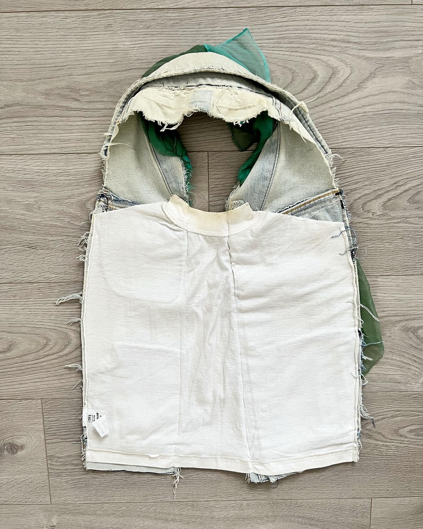 Martin Margiela Artisanal Line 0 SS2004 Re-Constructed Trompe L'oeil Denim Shawl Vest - One Size
