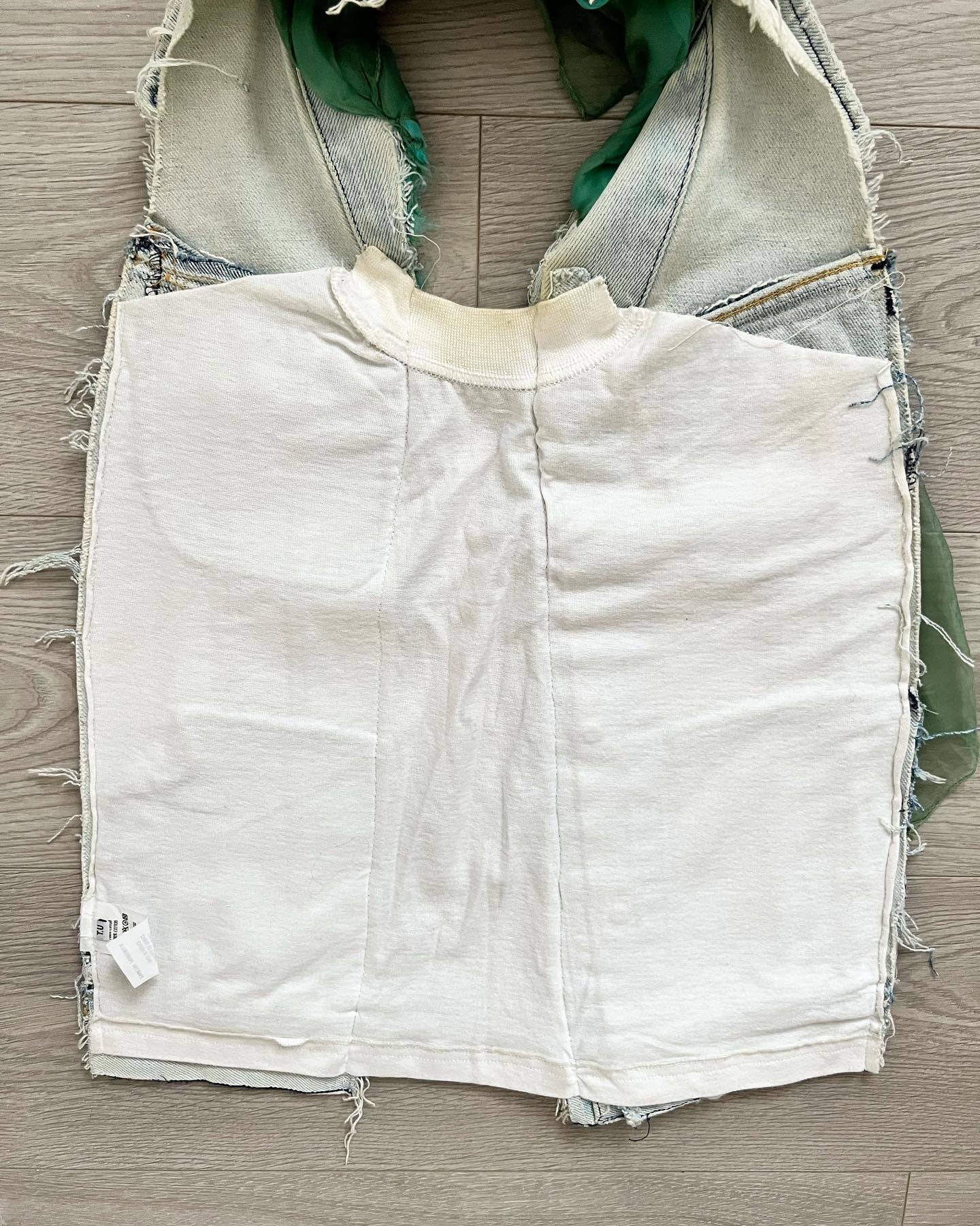 Martin Margiela Artisanal Line 0 SS2004 Re-Constructed Trompe L'oeil Denim Shawl Vest - One Size